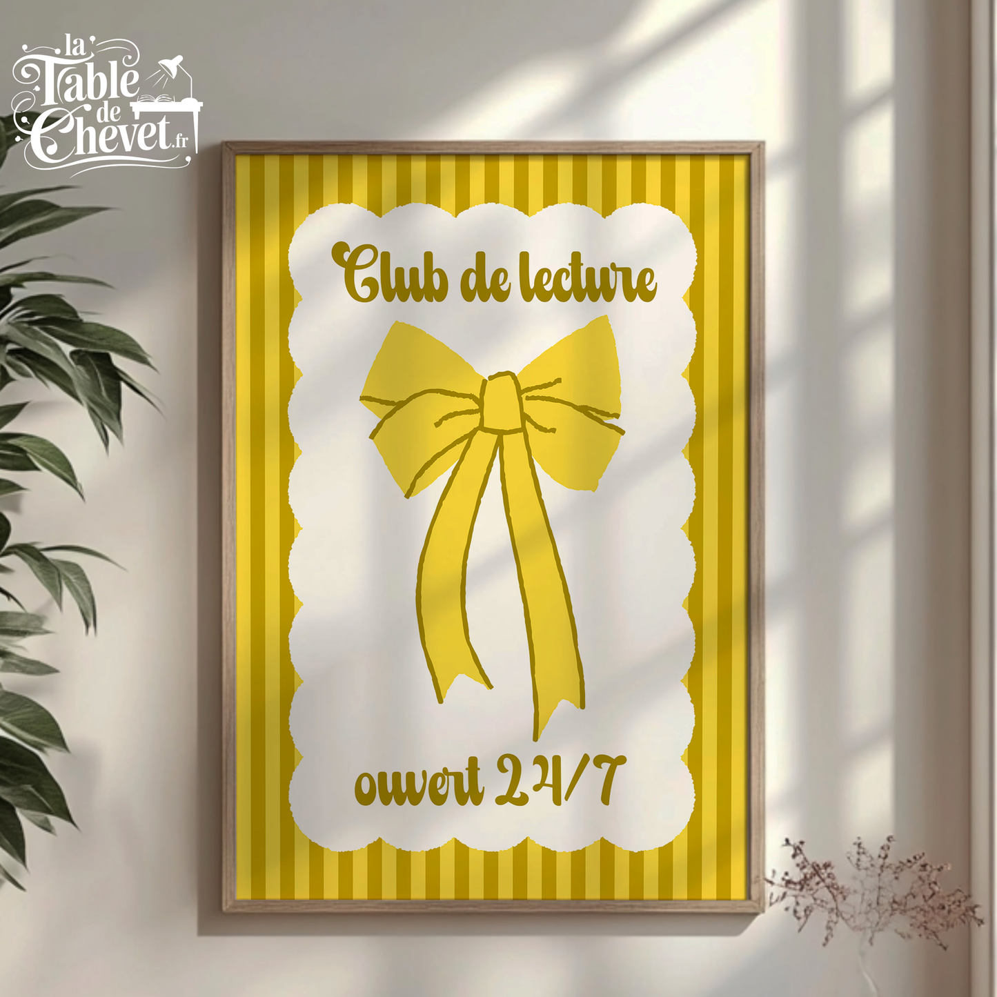 Affiche pour passionné(e)s de lecture, Club de Lecture Ouvert 24/7, Noeud Ruban Coquette