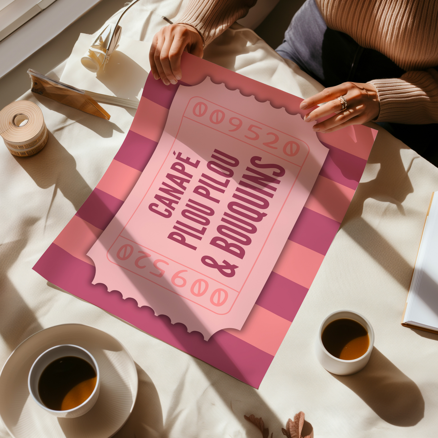 Affiche pour passionné(e)s de lecture, Canapé Pilou pilou et bouquins