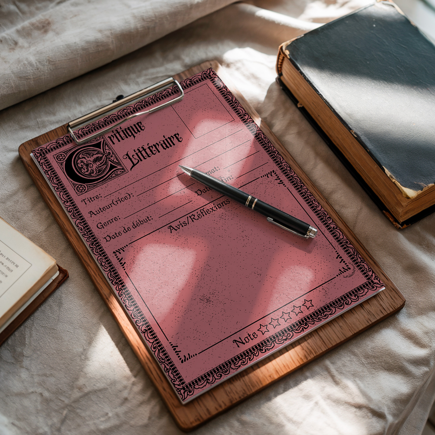Bloc-Note de Lecture Style Gothique, Suivi, Avis, Résumé & Critique de Livres