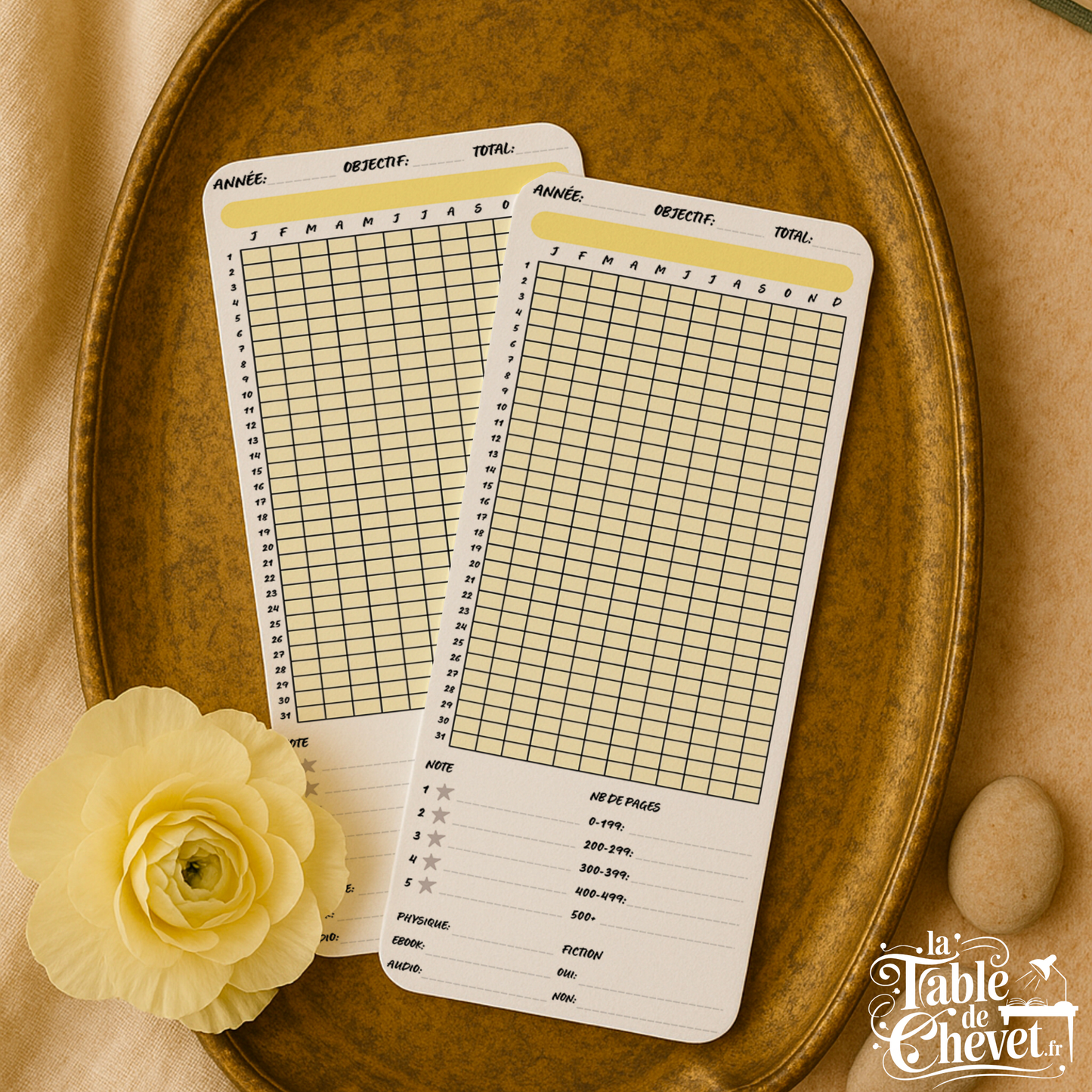 Marque-page long, Signet Tracker annuel de lecture