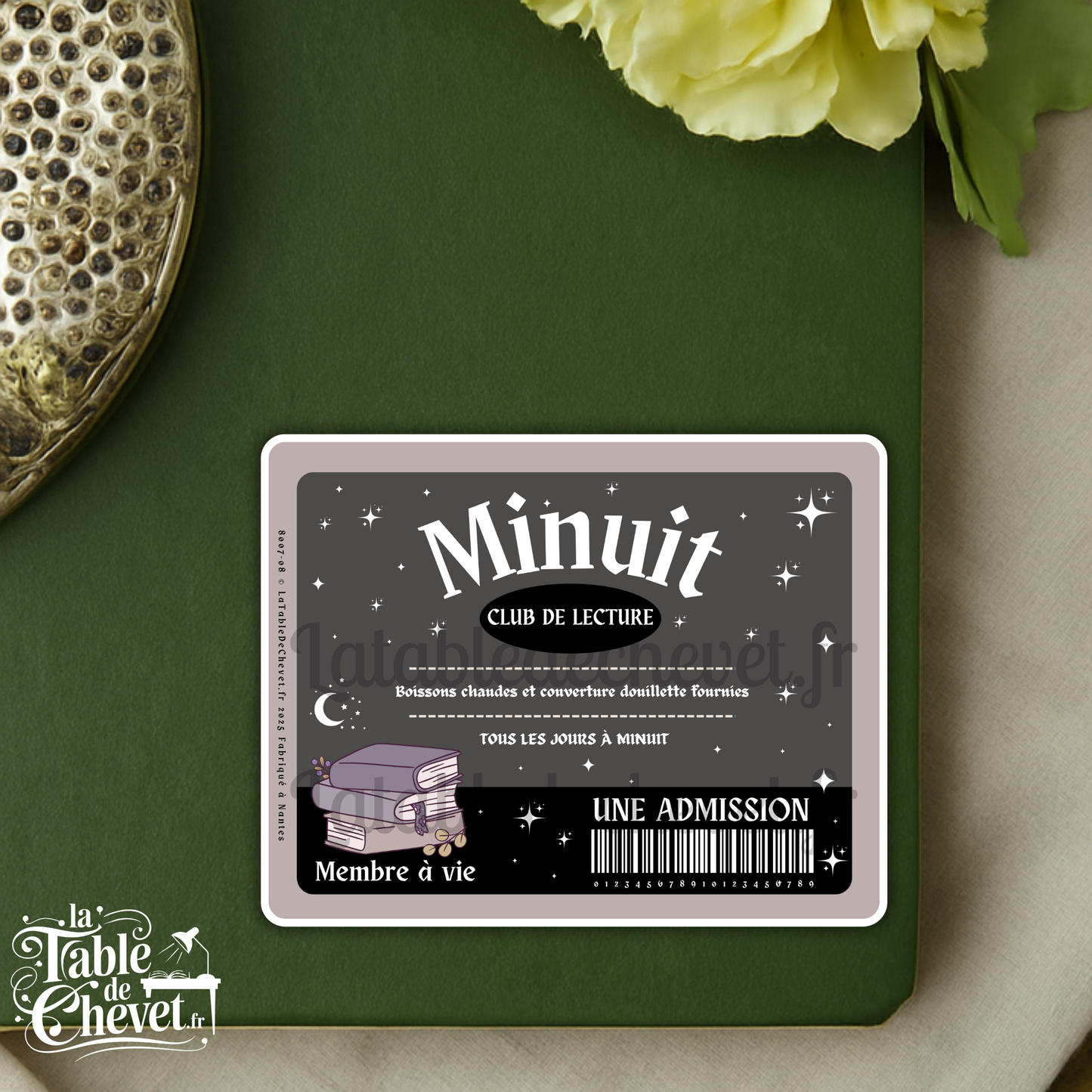 Autocollant en vinyle, Sticker Admission Club de lecture de minuit