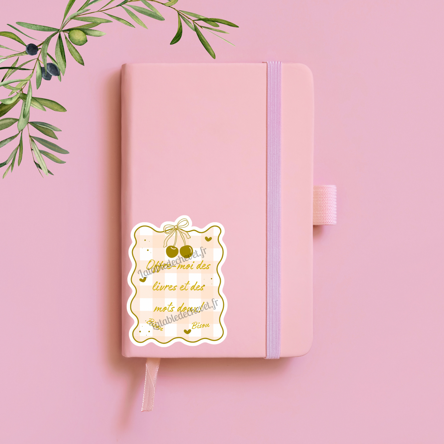 Autocollant en vinyle, Sticker Offre-moi des livres et des mots doux! Bisou Bisou