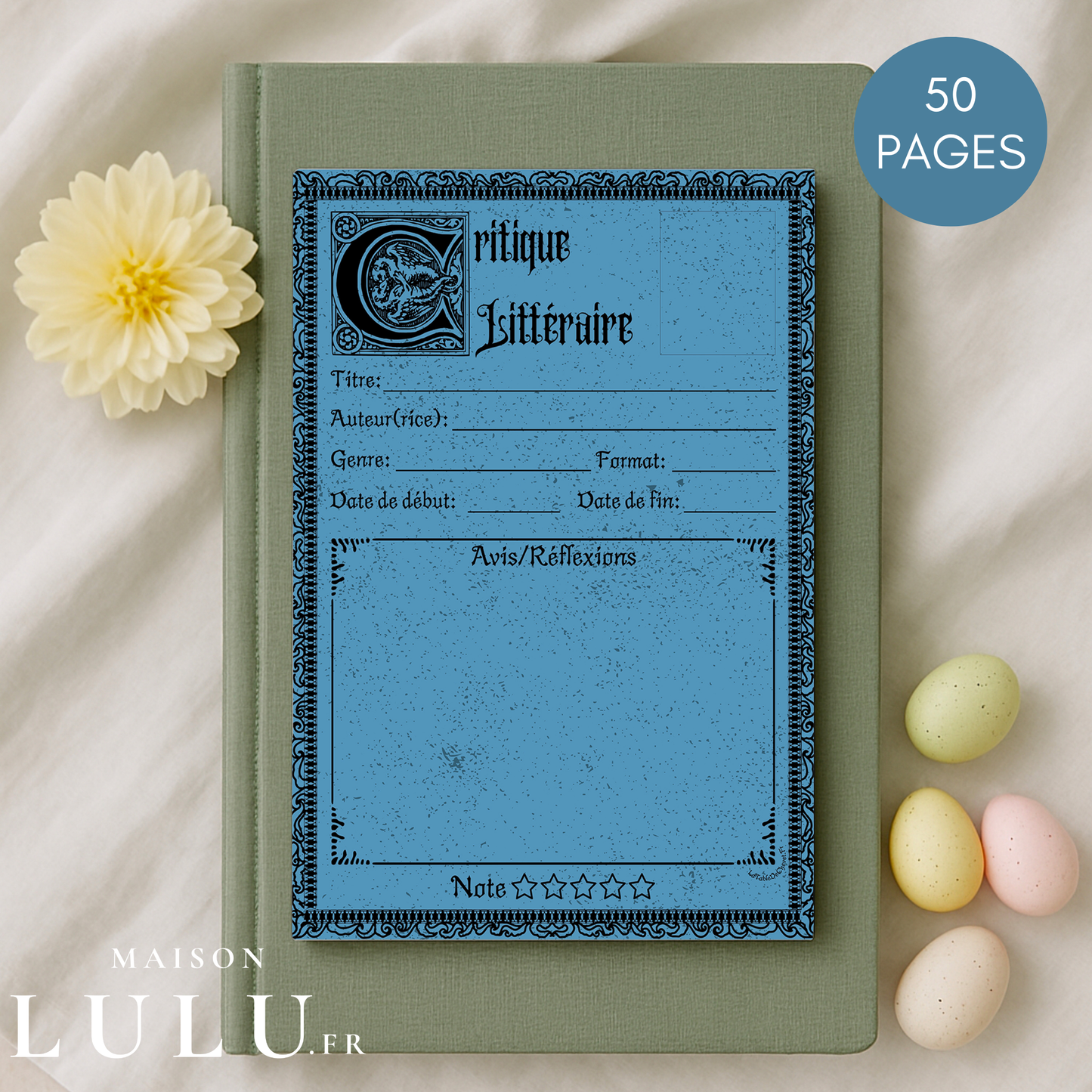 Bloc-Note de Lecture Style Gothique, Suivi, Avis, Résumé & Critique de Livres