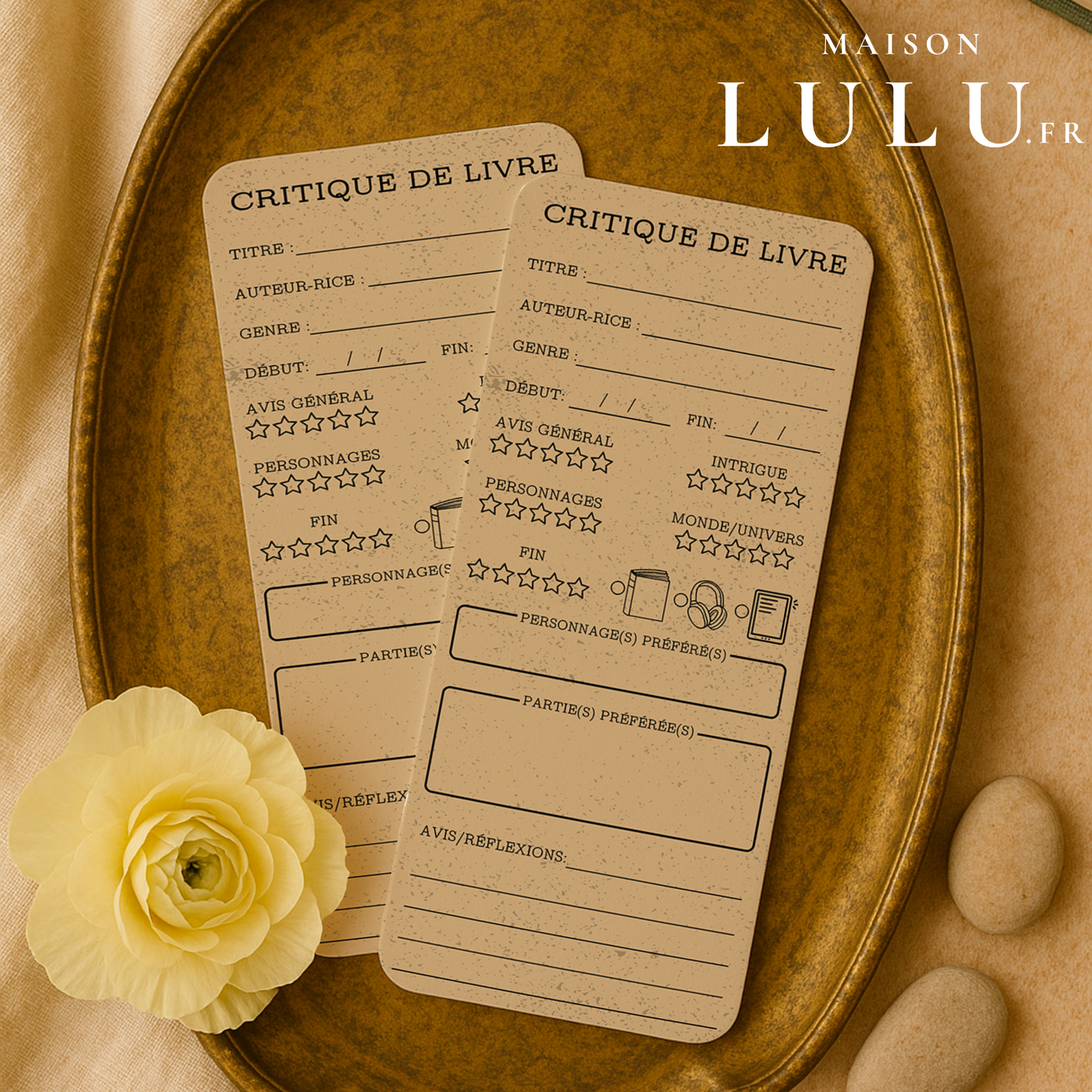 Marque-page long pour Critique de livre, Signet pour avis sur votre lecture
