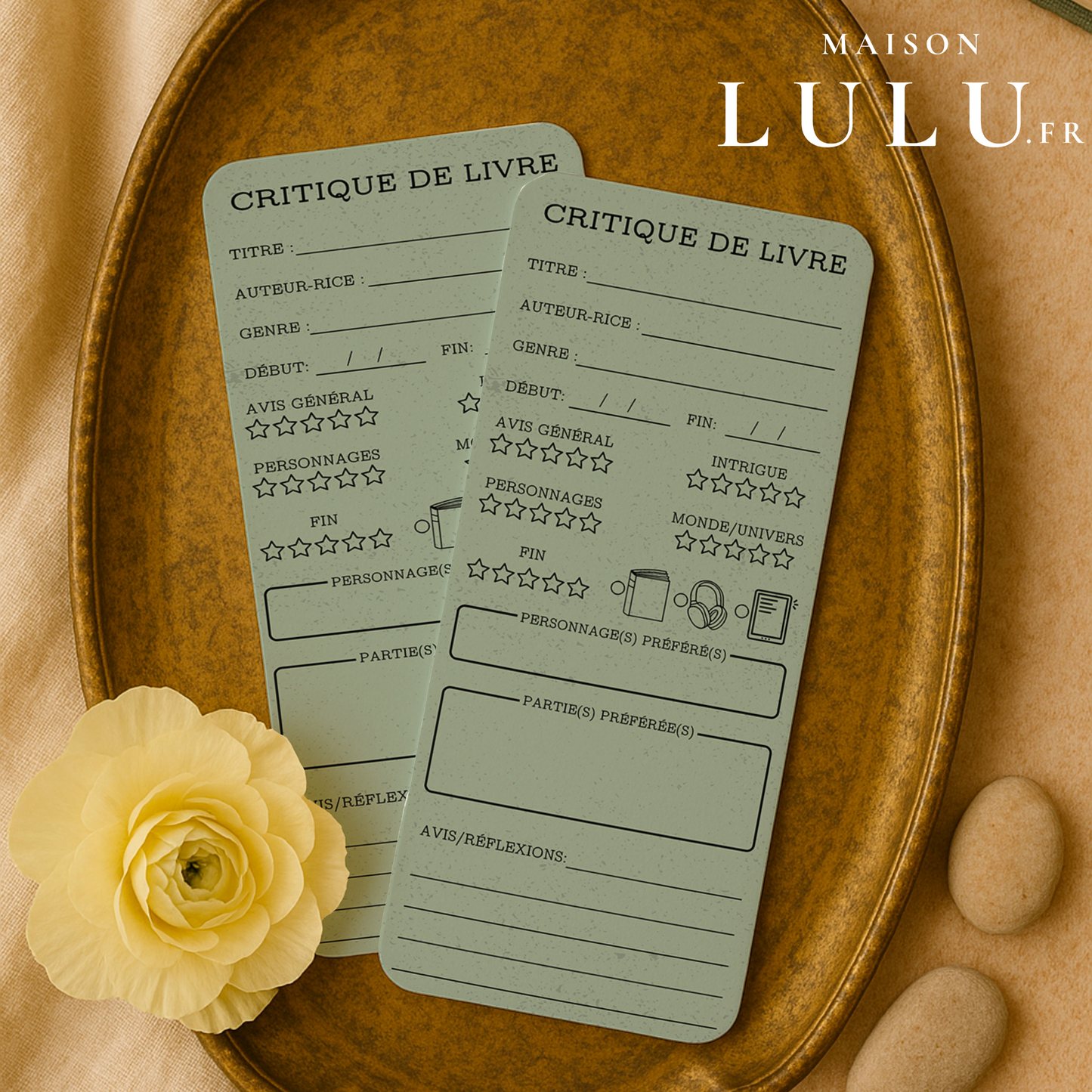 Marque-page long pour Critique de livre, Signet pour avis sur votre lecture