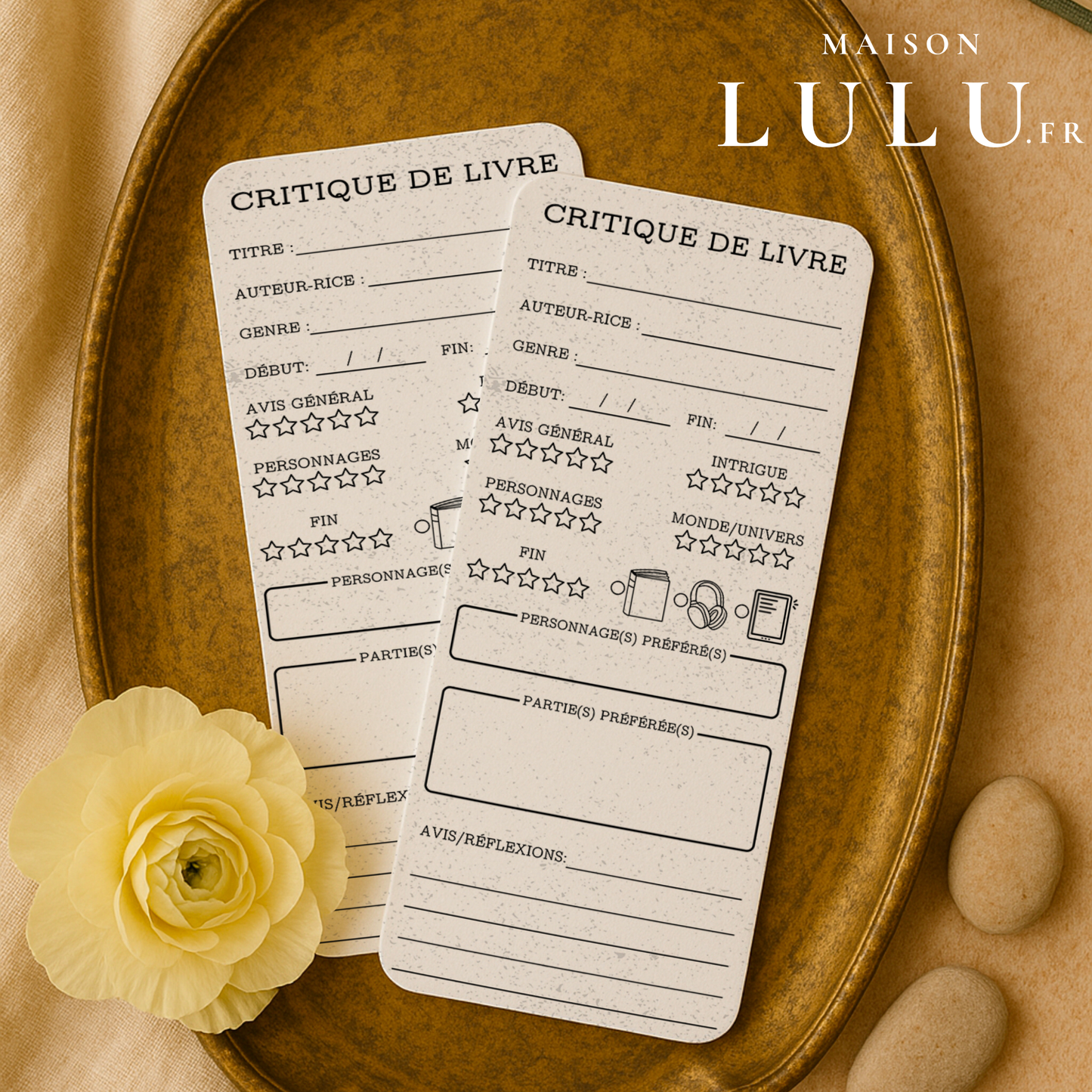 Marque-page long pour Critique de livre, Signet pour avis sur votre lecture