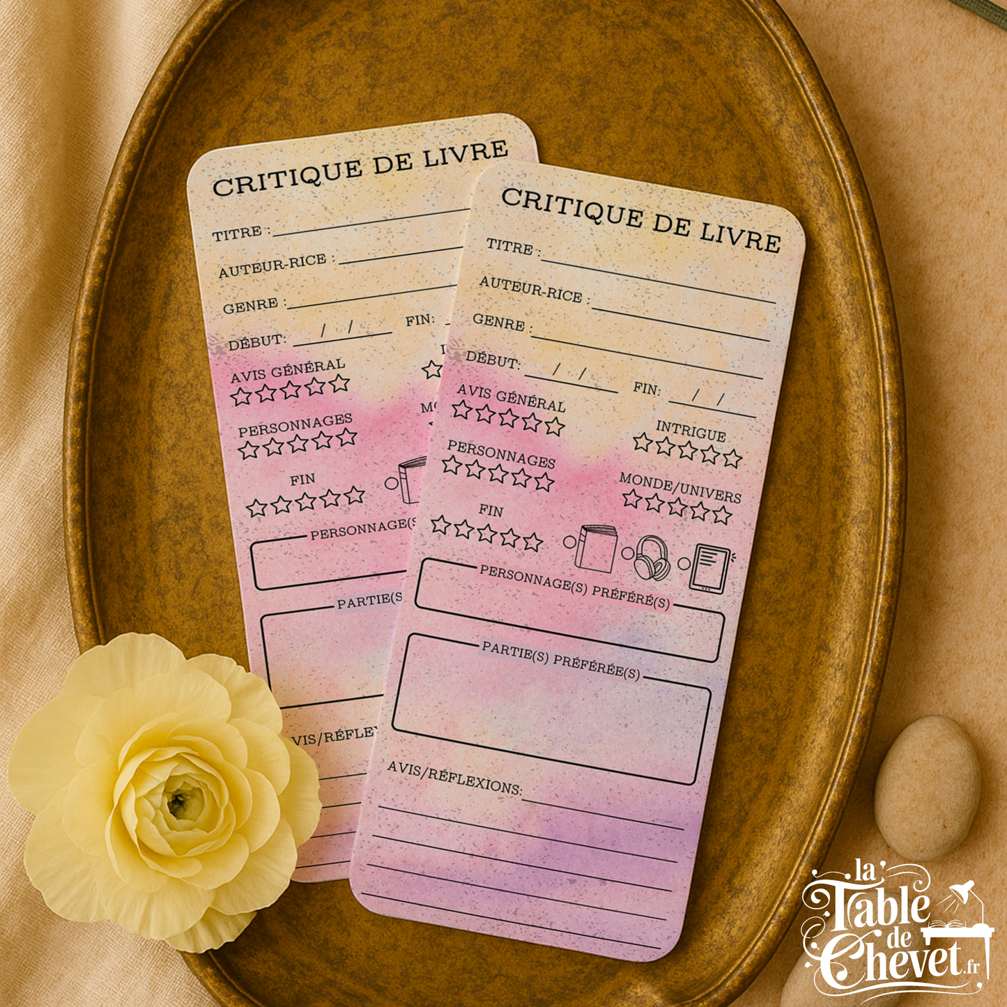 Marque-page long pour Critique de livre, Signet pour avis sur votre lecture