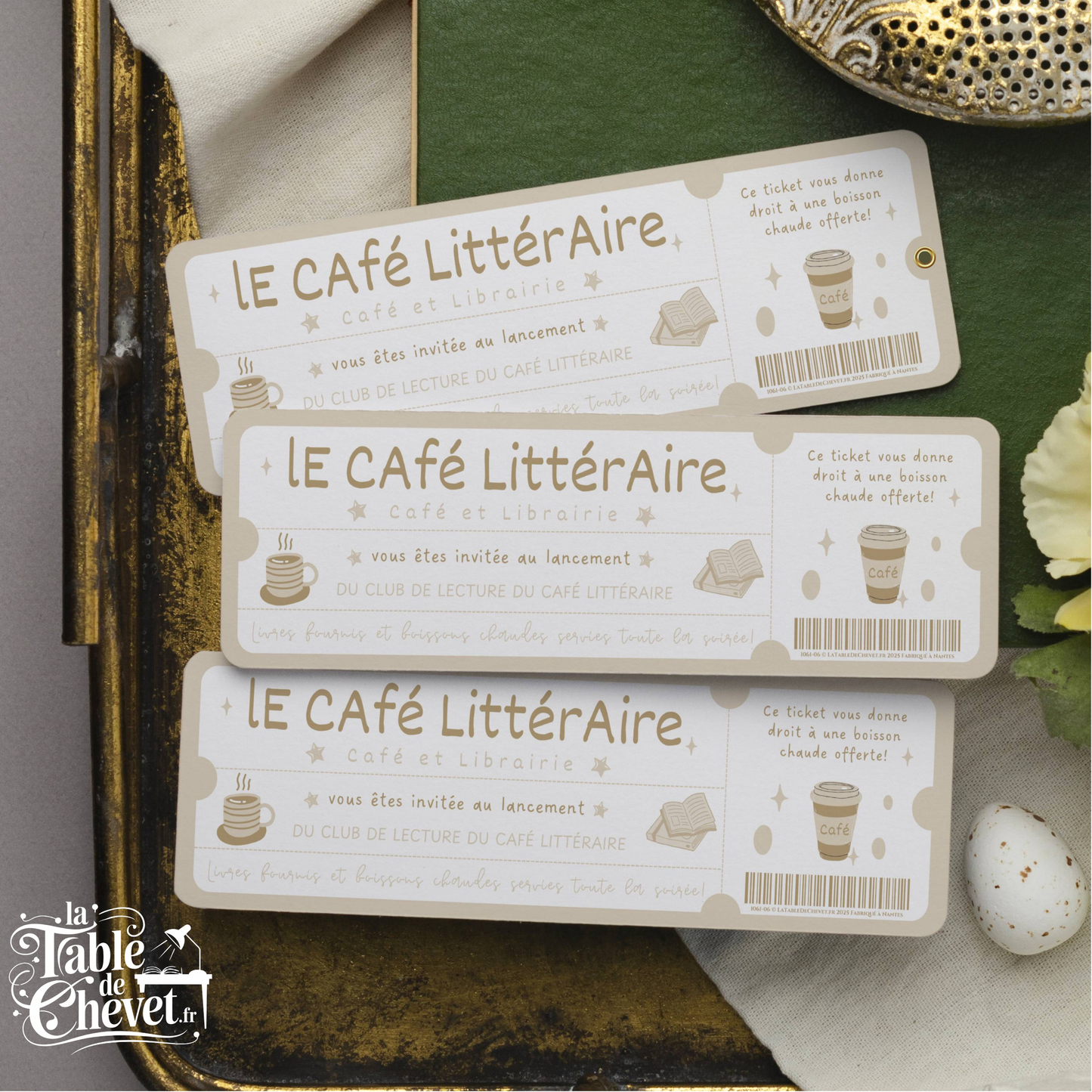Marque Page Original, Signet Ticket pour Ouverture café littéraire