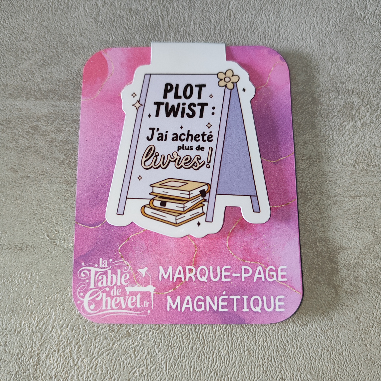 Marque-page magnétique, Signet aimanté "Plot twist, j'ai acheté plus de livres"
