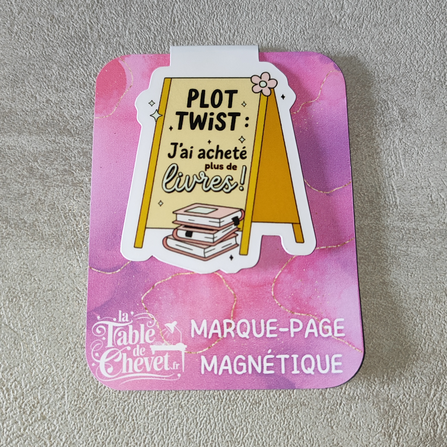 Marque-page magnétique, Signet aimanté "Plot twist, j'ai acheté plus de livres"