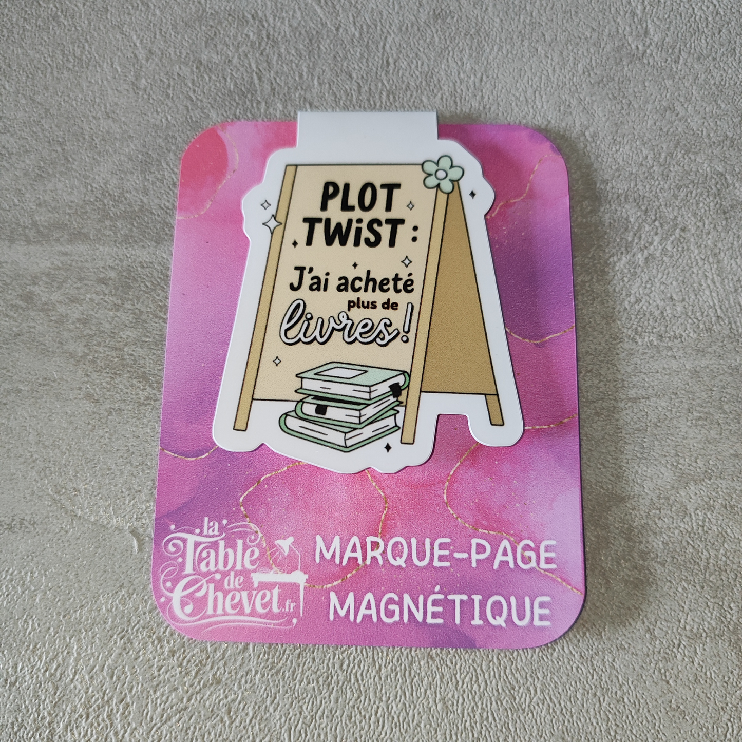 Marque-page magnétique, Signet aimanté "Plot twist, j'ai acheté plus de livres"