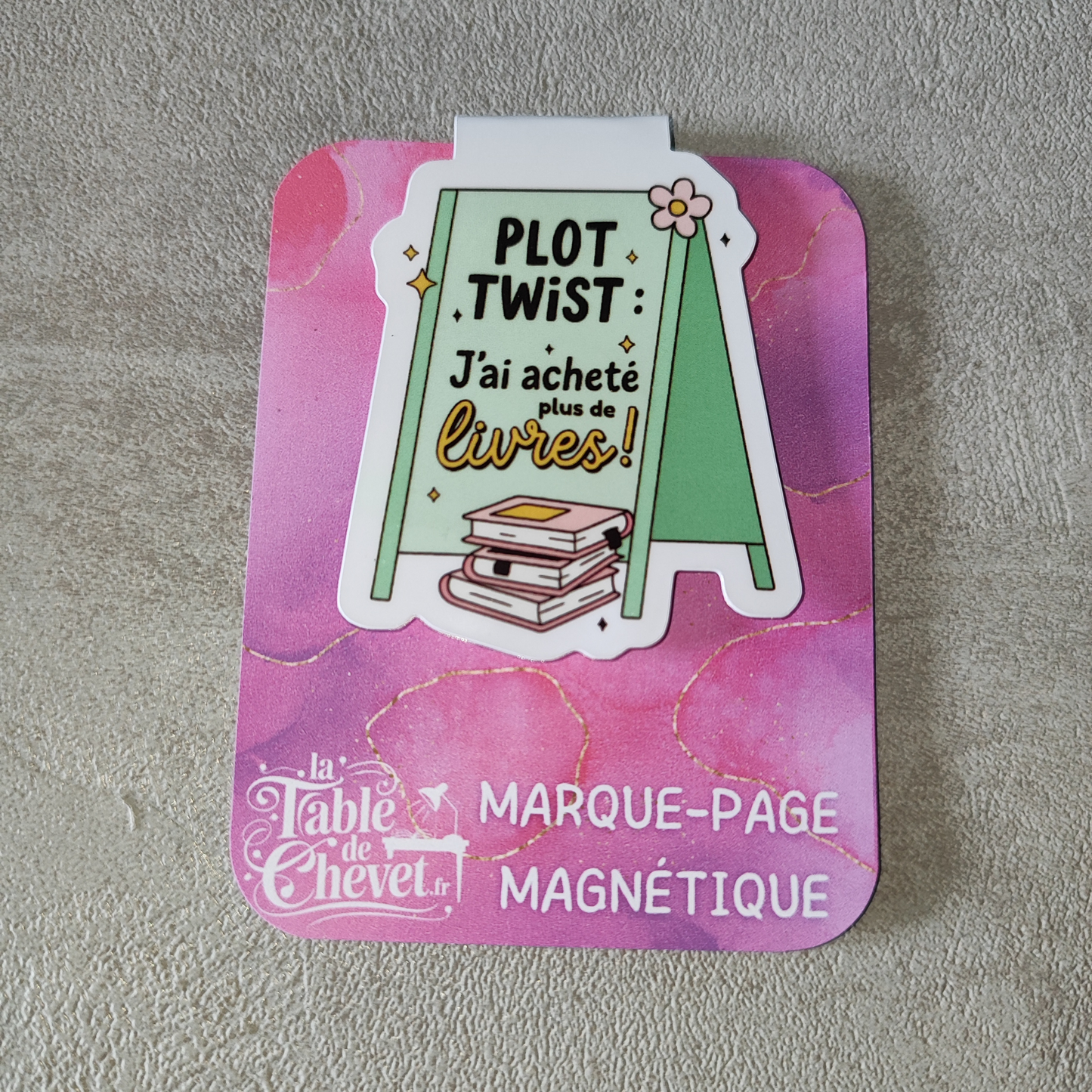 Marque-page magnétique, Signet aimanté "Plot twist, j'ai acheté plus de livres"