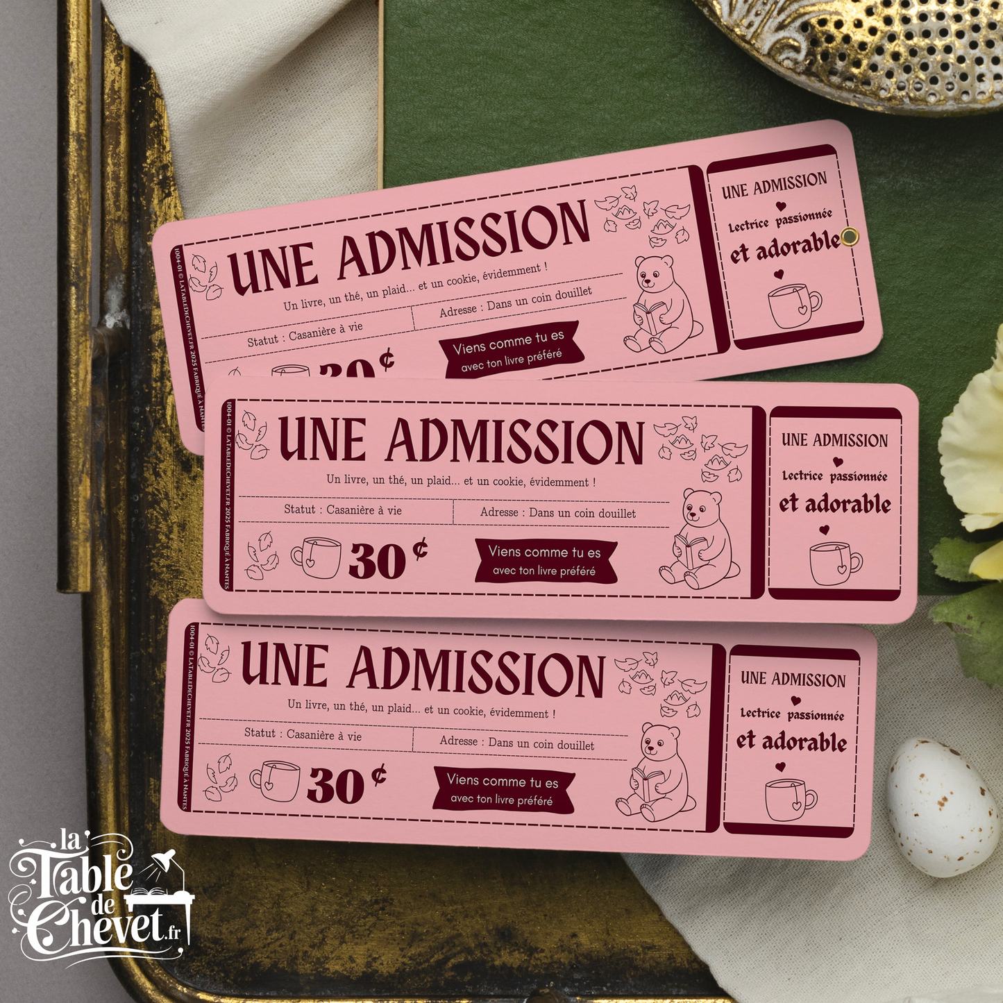 Marque-page ticket, Signet Admission pour Lectrice passionnée et adorable