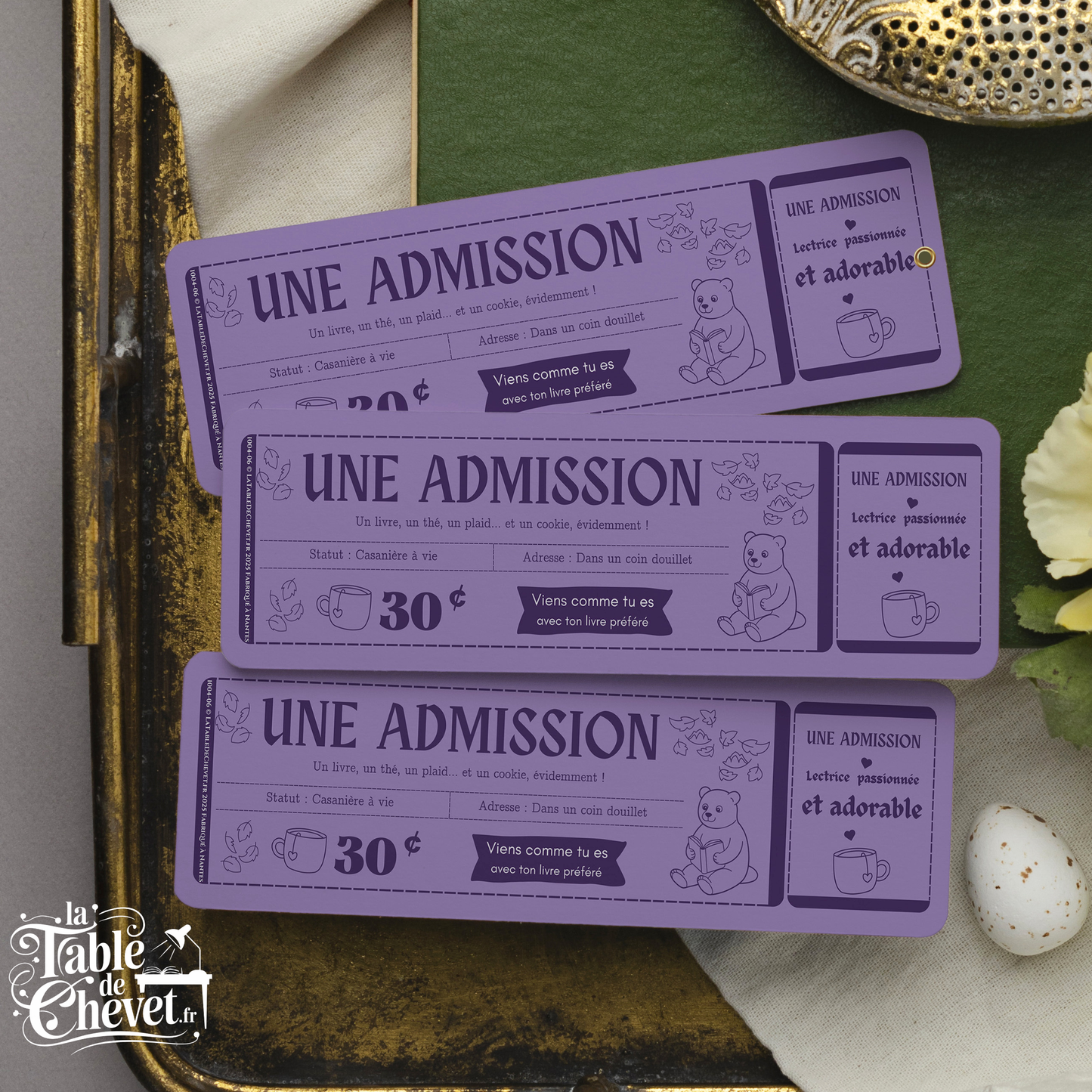 Marque-page ticket, Signet Admission pour Lectrice passionnée et adorable