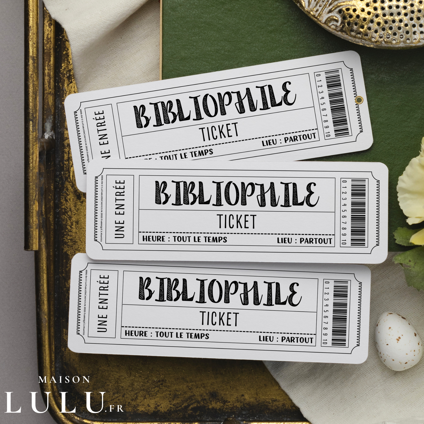 Marque-page ticket, Signet Bibliophile