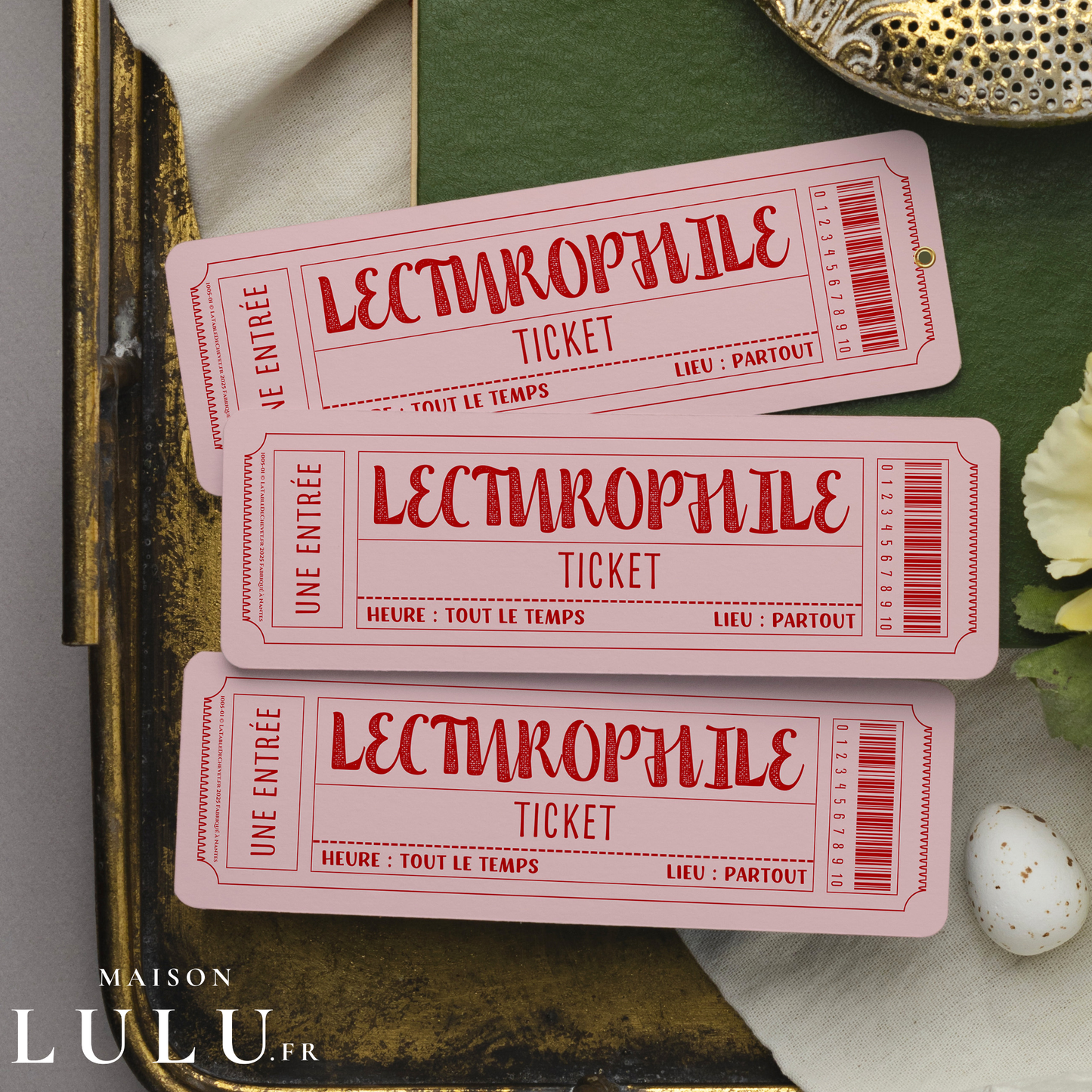 Marque-page ticket, Signet Admission pour Lecturophile