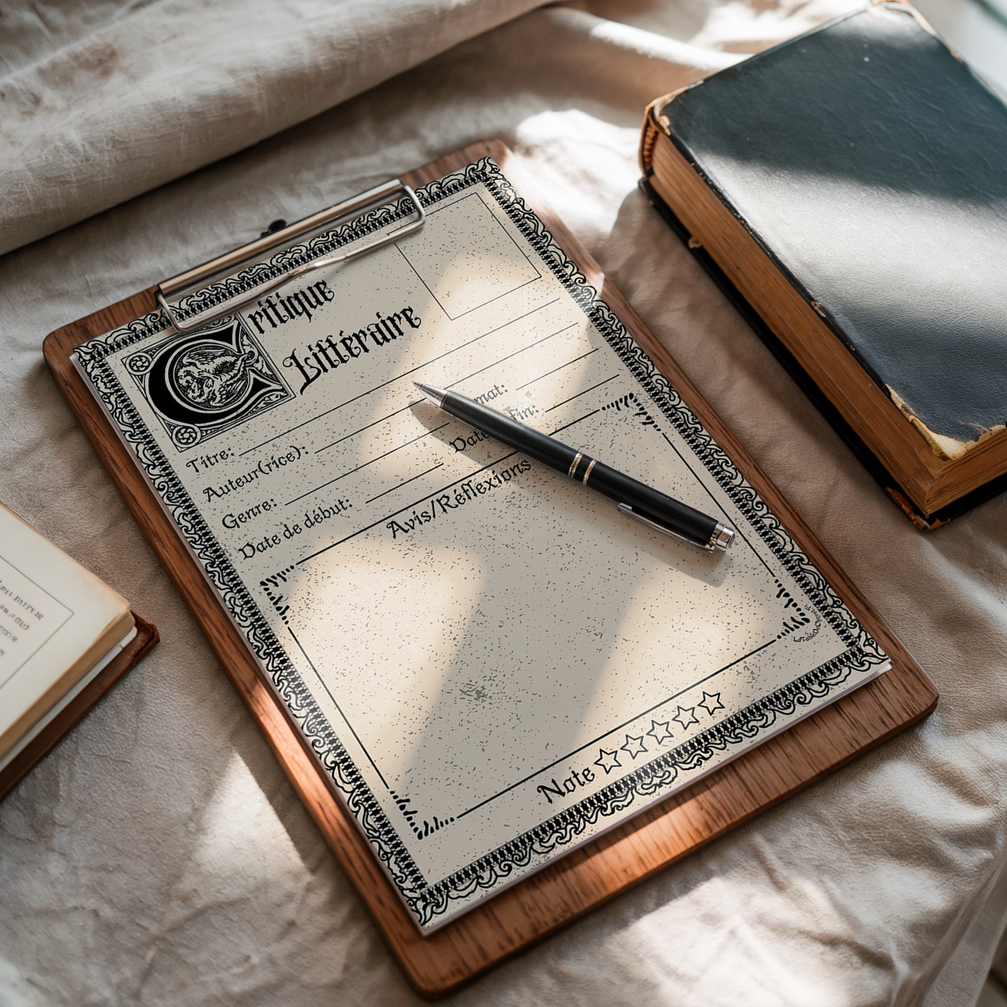 Bloc-Note de Lecture Style Gothique, Suivi, Avis, Résumé & Critique de Livres