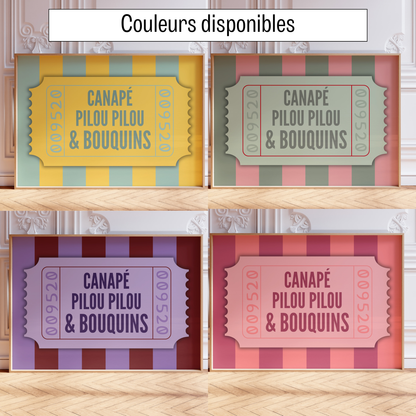 Affiche pour passionné(e)s de lecture, Canapé Pilou pilou et bouquins