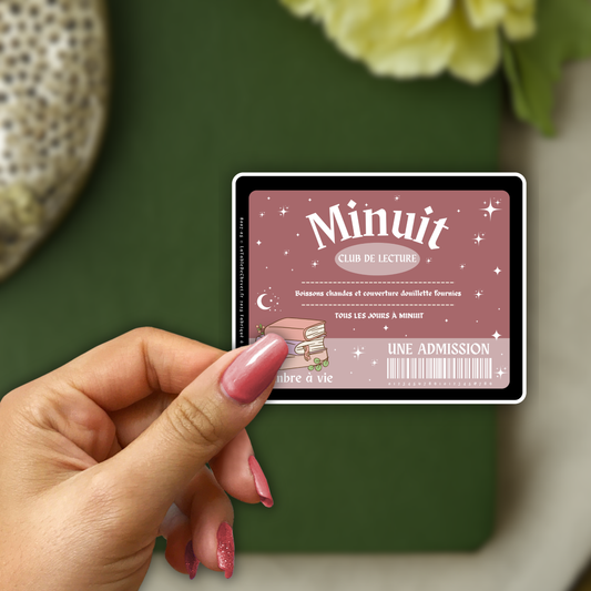 Autocollant en vinyle, Sticker Admission Club de lecture de minuit