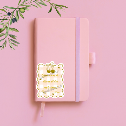 Autocollant en vinyle, Sticker Offre-moi des livres et des mots doux! Bisou Bisou
