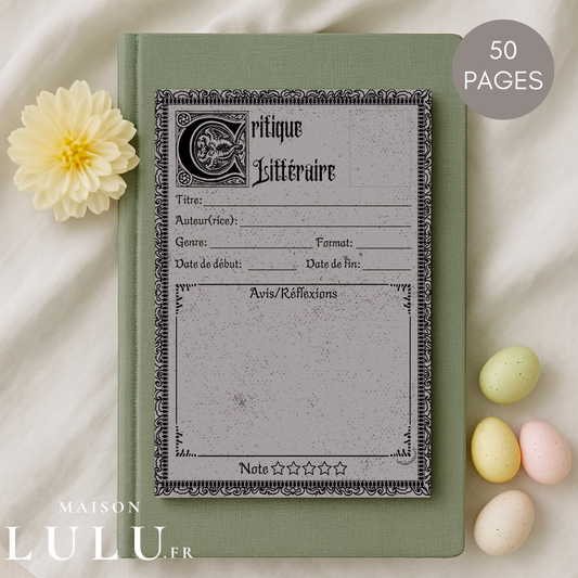 Bloc-Note de Lecture Style Gothique, Suivi, Avis, Résumé & Critique de Livres