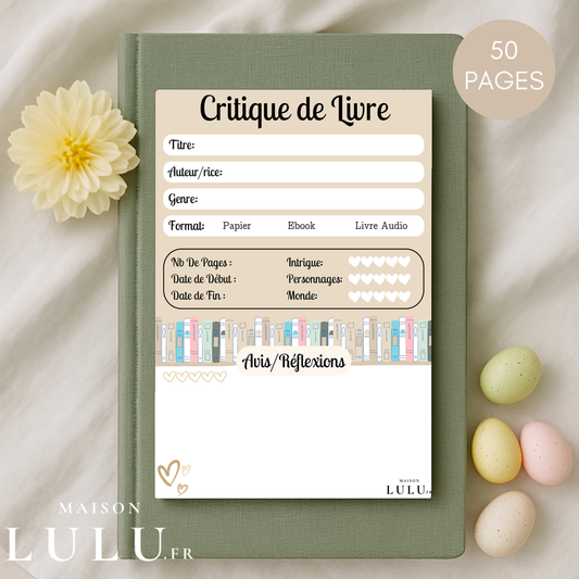 Bloc-Note de Lecture, Suivi, Avis, Résumé & Critique de Livres