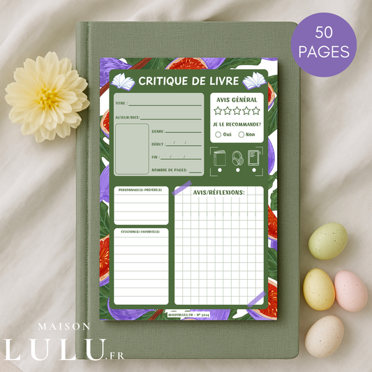 Bloc-Note de Lecture, Suivi, Avis, Résumé & Critique de Livres