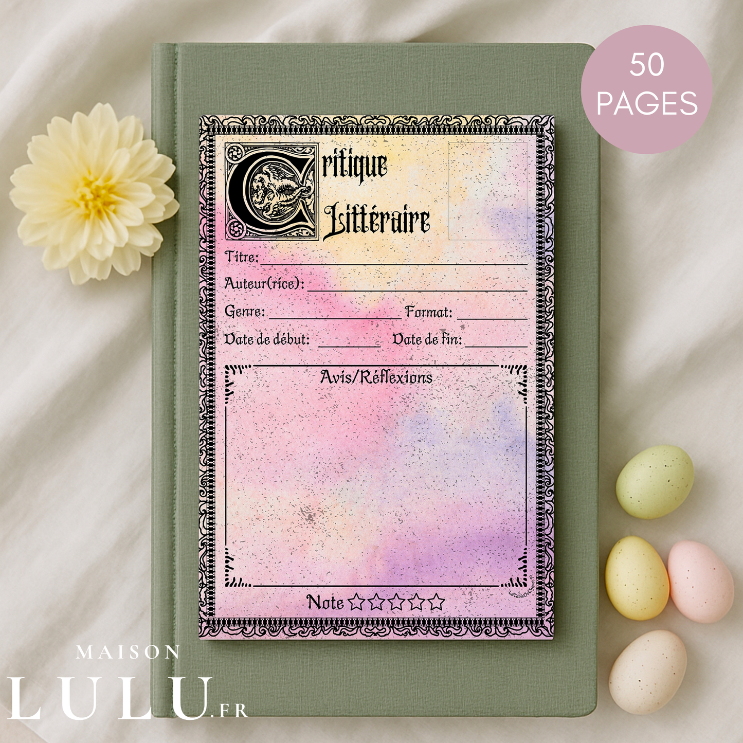 Bloc-Note de Lecture Style Gothique, Suivi, Avis, Résumé & Critique de Livres