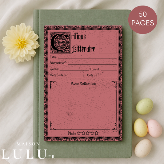 Bloc-Note de Lecture Style Gothique, Suivi, Avis, Résumé & Critique de Livres