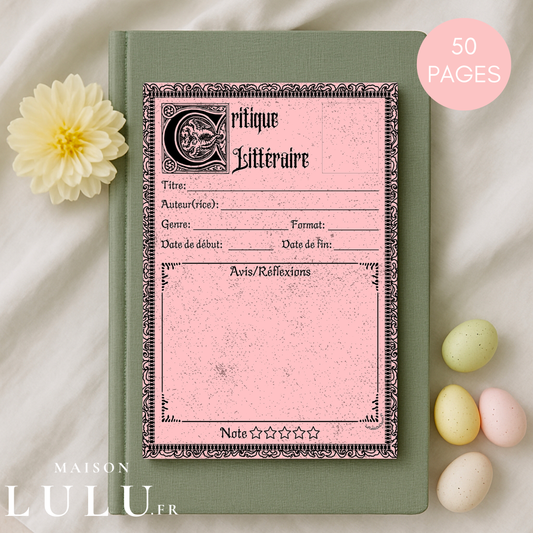 Bloc-Note de Lecture Style Gothique, Suivi, Avis, Résumé & Critique de Livres
