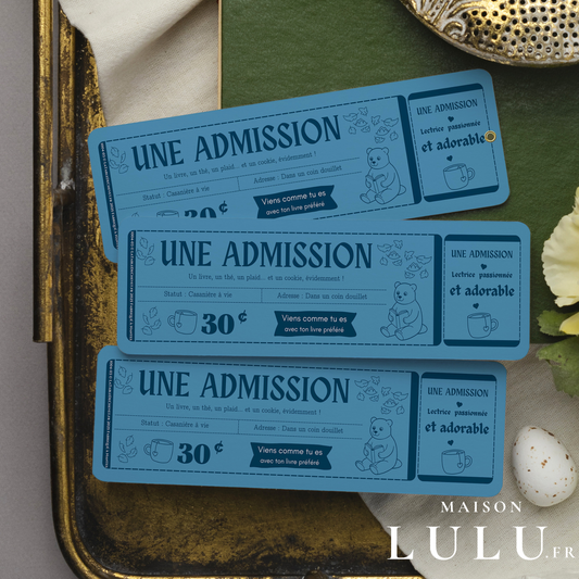 Marque-page ticket, Signet Admission pour Lectrice passionnée et adorable