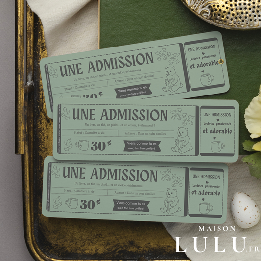 Marque-page ticket, Signet Admission pour Lectrice passionnée et adorable
