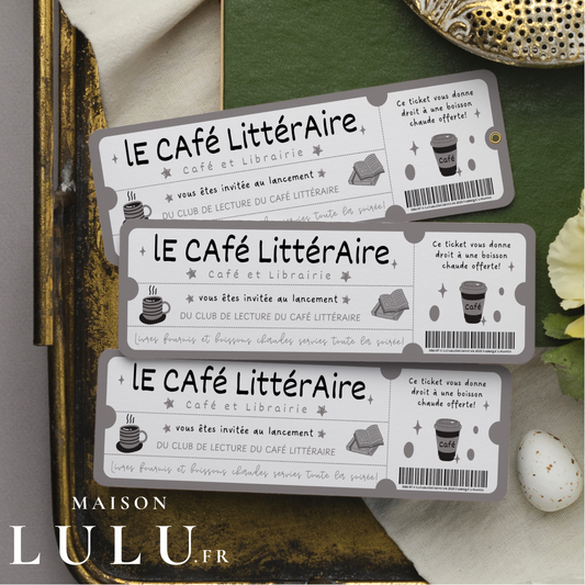 Marque Page Original, Signet Ticket pour Ouverture café littéraire