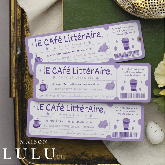 Marque Page Original, Signet Ticket pour Ouverture café littéraire