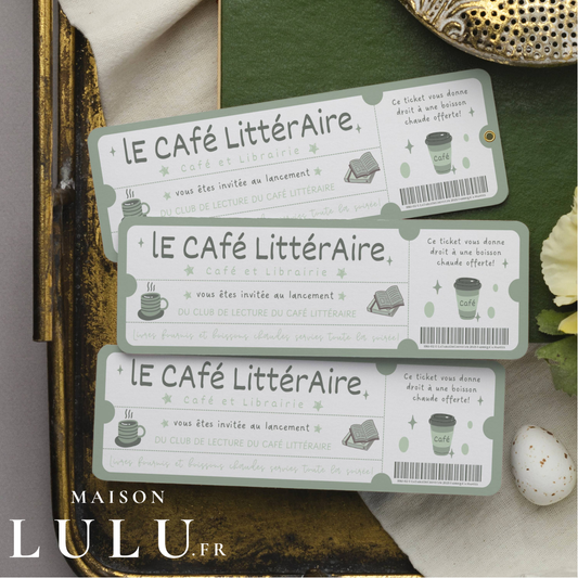 Marque Page Original, Signet Ticket pour Ouverture café littéraire