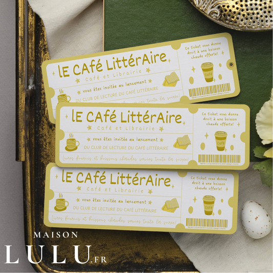 Marque Page Original, Signet Ticket pour Ouverture café littéraire