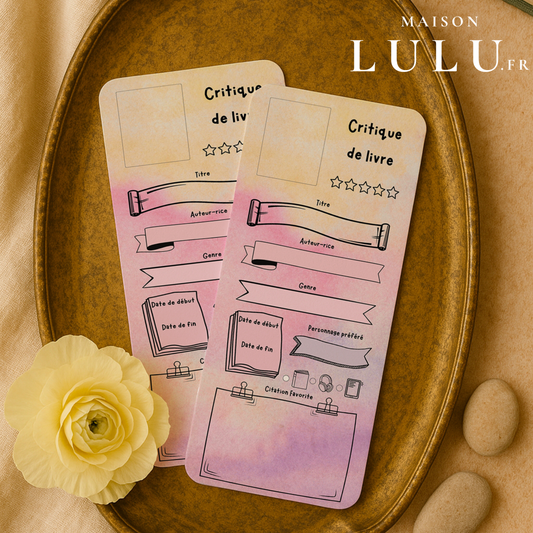 Marque-page long pour Critique de livre, Signet pour avis sur votre lecture