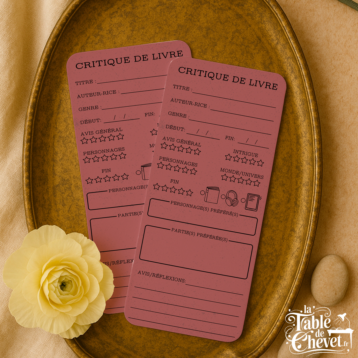 Marque-page long pour Critique de livre, Signet pour avis sur votre lecture