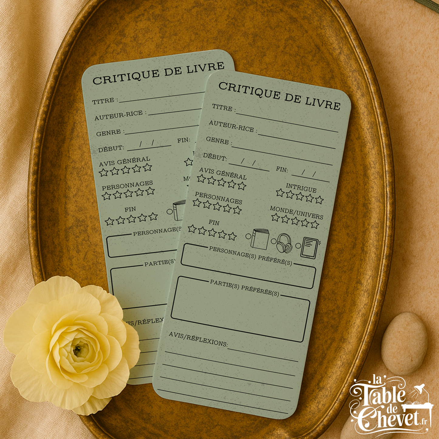 Marque-page long pour Critique de livre, Signet pour avis sur votre lecture
