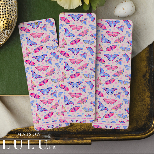 Marque-page, Signet Fleurs et Papillons