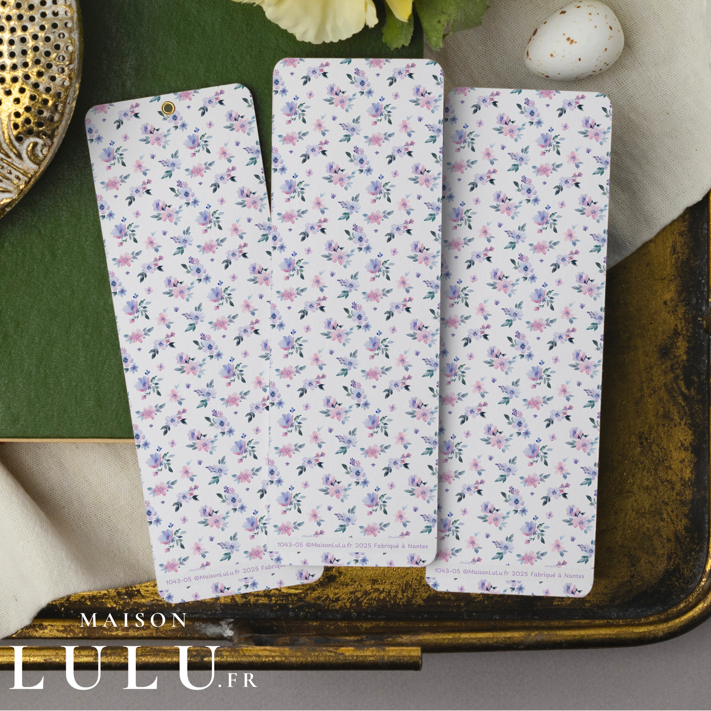 Marque-page, Signet Fleur, Bleue et Violette