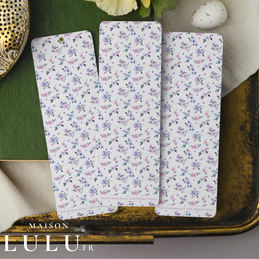 Marque-page, Signet Fleur, Bleue et Violette