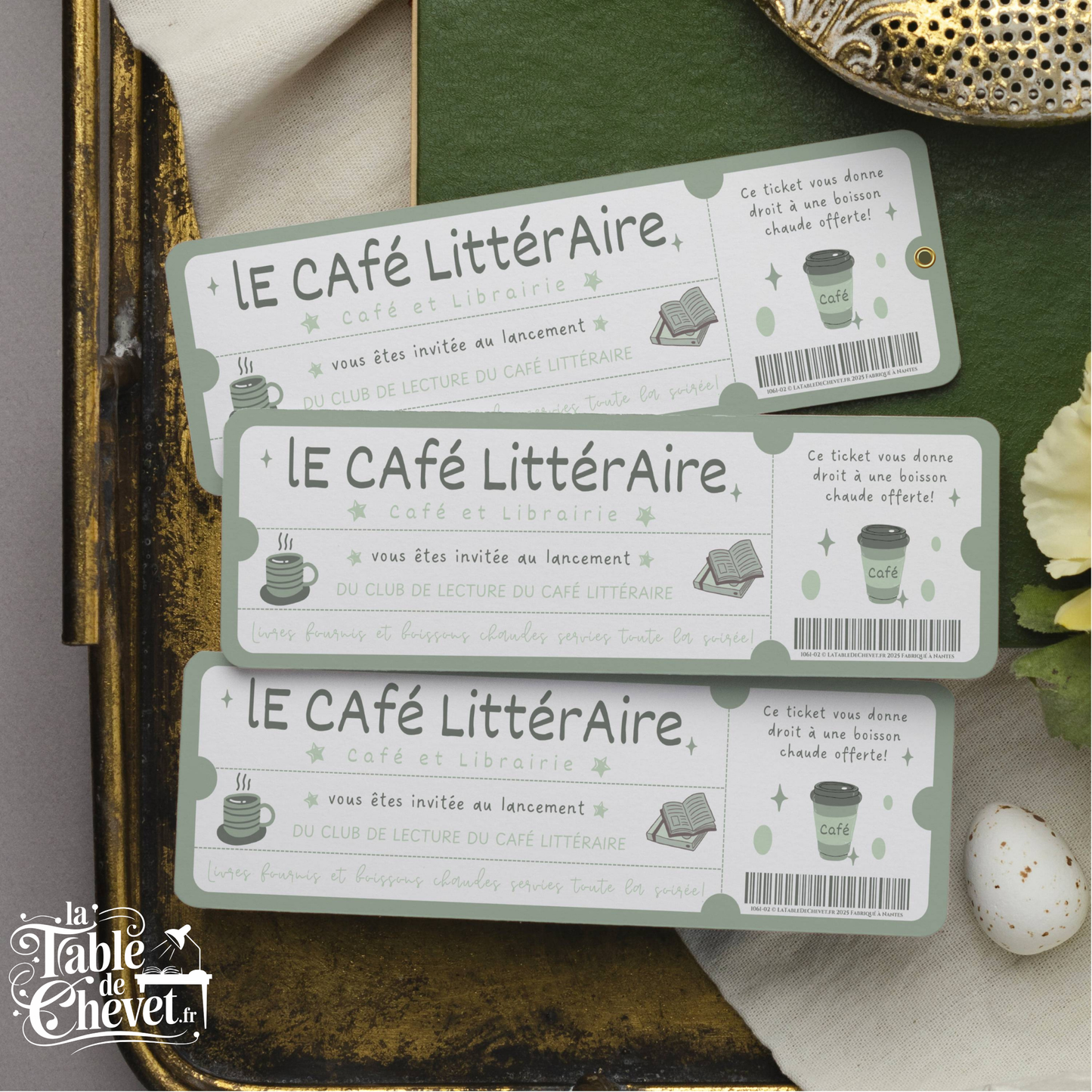Marque Page Original, Signet Ticket pour Ouverture café littéraire