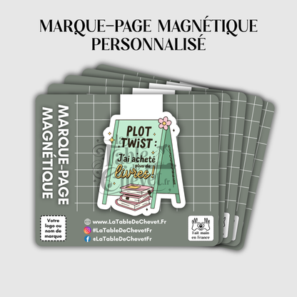 Marque-page magnétique personnalisé, Signet aimanté avec votre design, votre marque, votre logo