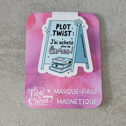 Marque-page magnétique, Signet aimanté "Plot twist, j'ai acheté plus de livres"