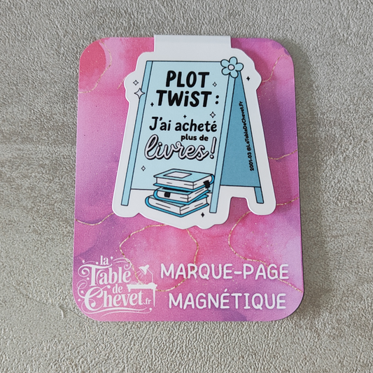 Marque-page magnétique, Signet aimanté "Plot twist, j'ai acheté plus de livres"