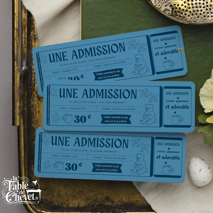 Marque-page ticket, Signet Admission pour Lectrice passionnée et adorable