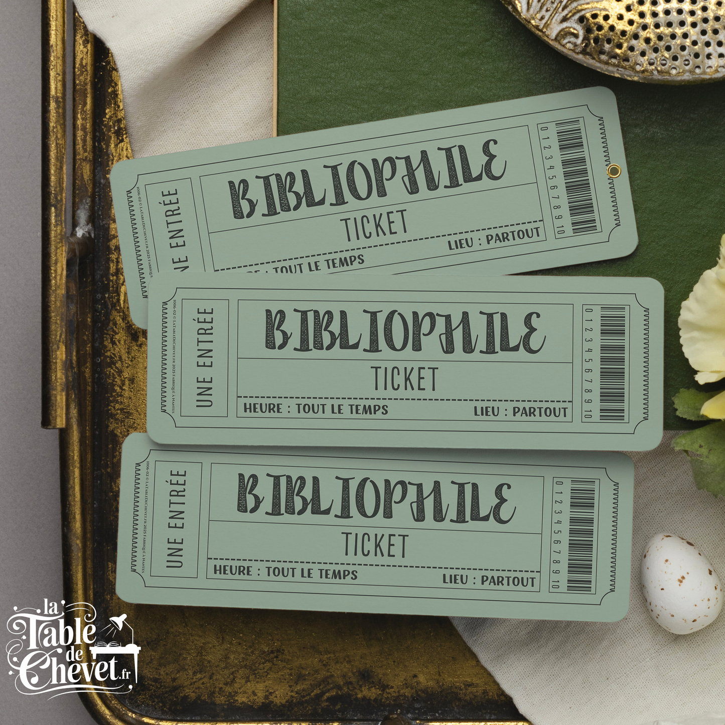 Marque-page ticket, Signet Bibliophile