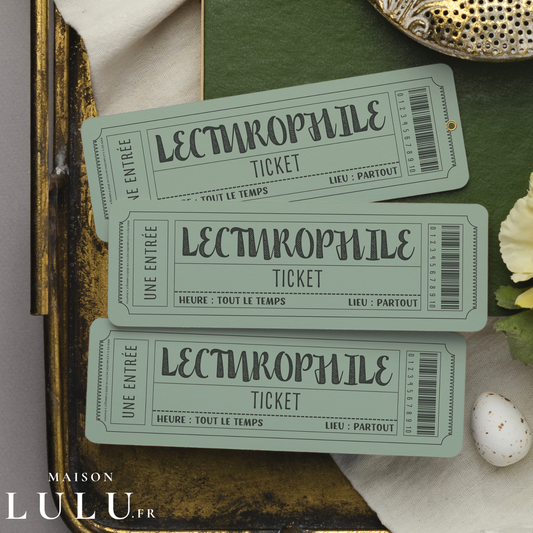 Marque-page ticket, Signet Admission pour Lecturophile