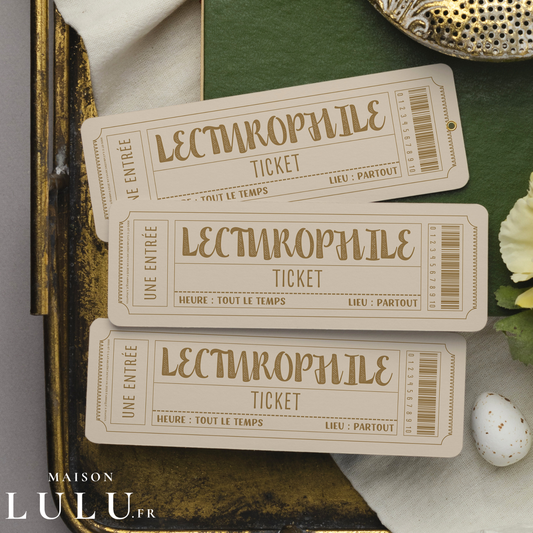 Marque-page ticket, Signet Admission pour Lecturophile